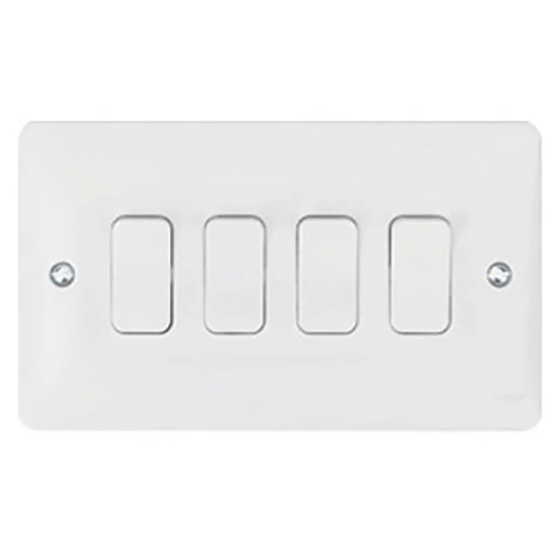 Hager Sollysta WMPS42 4 Gang 2 Way Wall Switch 10A White