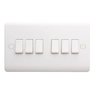 Designa 21S562 Plate Switch 6 Gang 2W 10AX - White