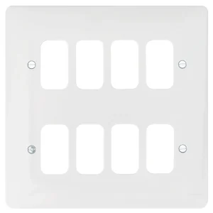 Hager Sollysta Frontplate Grid 8 Gang Moulded 146 x 7.5 x 146mm White Urea