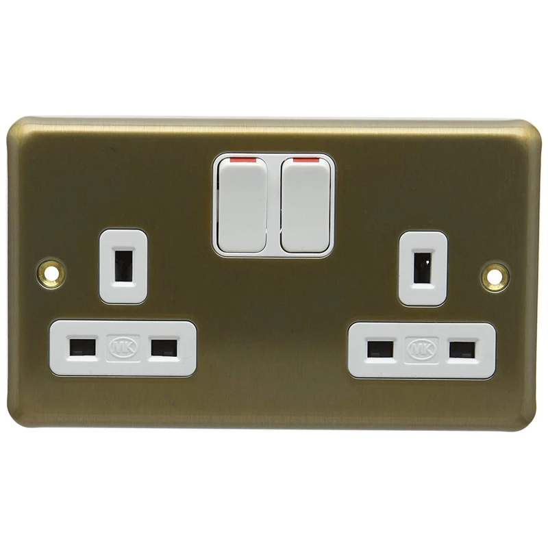 MK Socket 2 Gang Switched DP Flush 13A Satin Gold - Image 2