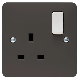 Socket 1 Gang DP Switched 13A Graphite Grey Part M