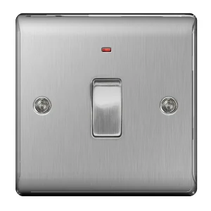 BG Nexus NBS31 Brushed Steel Switch Double Pole With Neon 20A