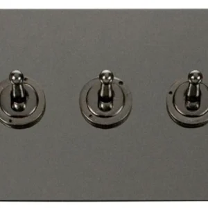 Toggle Switch 3 Gang 2 Way 10A Black Nickel