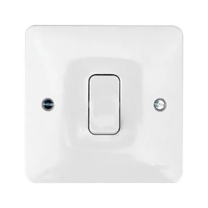 Plate Switch 1 Gang 2 Way Push Retractive 10A White