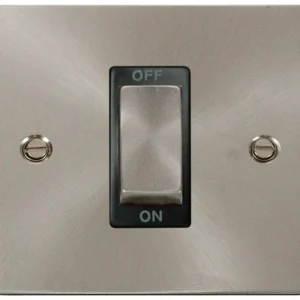 Switch 1 Gang DP 45A Brushed Stainless Black Insert