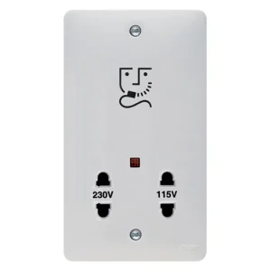 Hager Sollysta WMSO100 2 Gang Dual Vertical Shaver Outlet 115/230V White