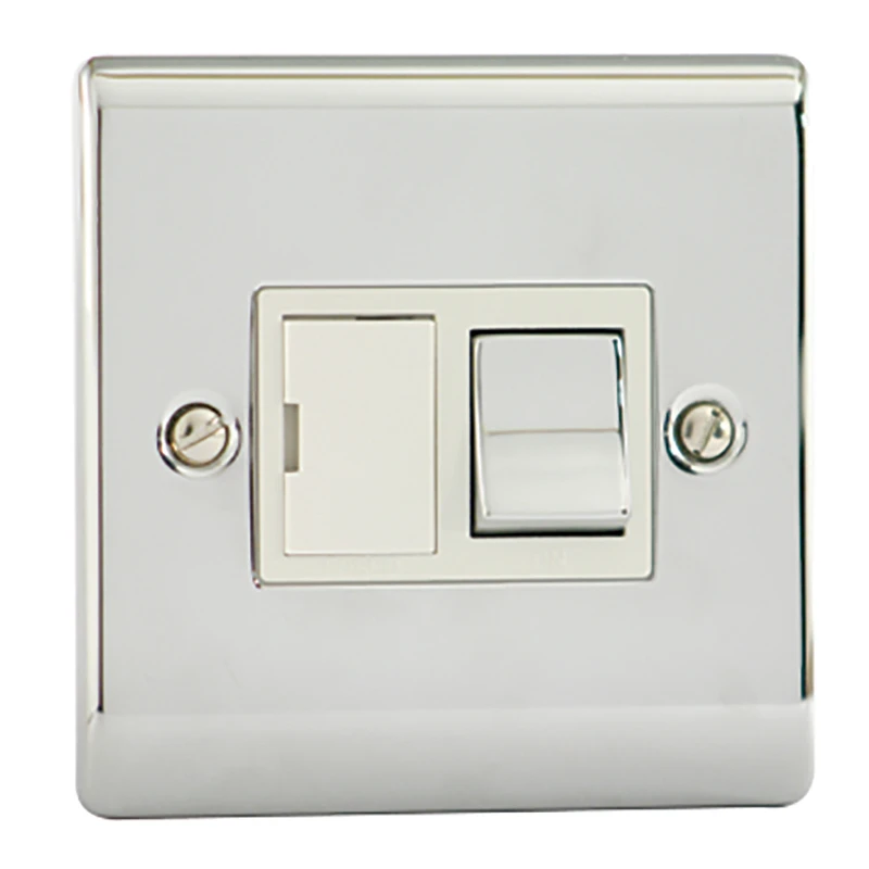 Designa 22SPU13 1 Gang 13A Switched Fused Spur Connection Unit Polished Chrome with White Insert - Image 2