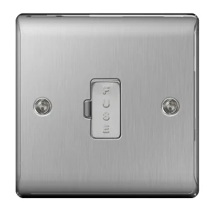 BG Nexus NBS54 Brushed Steel Unswitched Fused Spur Connection Unit 13A