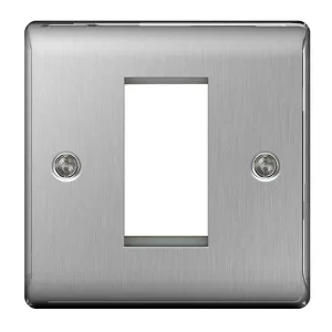 Front Plate 1 Module Grid Square Brushed Steel