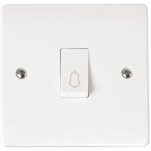 Plate Switch 1 Gang Retractive Bell 10A White