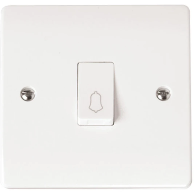 Plate Switch 1 Gang Retractive Bell 10A White - Image 2