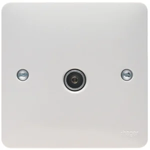 Hager Sollysta WMTVF 1 Gang Coaxial Female TV Connection Socket 86 x 24.5 x 86mm White