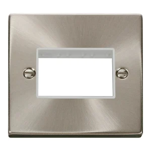 Front Plate 1 Gang 3 Aperture White Gasket Victorian Satin Chrome