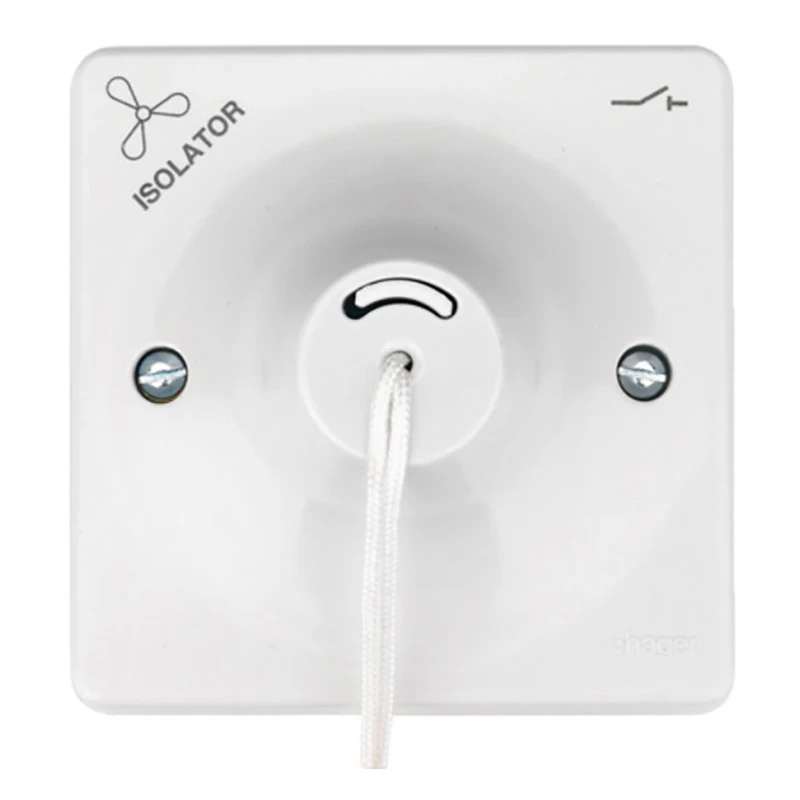 Hager Sollysta Ceiling Switch TP Marked Fan & Isolator 10A 86x61x86mm White Urea