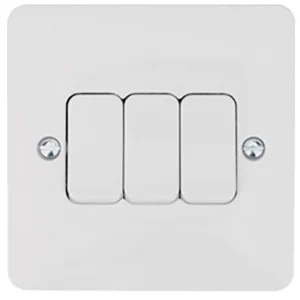 Hager Sollysta WMPS32 Wall Switch 3 Gang 2 Way 10AX 86 x 24 x 86mm White