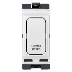 Hager Sollysta Grid Switch 1 Way DP Marked Tumble Dryer 20A 60 x 24 x 25mm White Urea