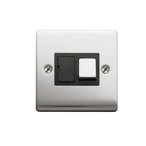 Designa 23SPU13B 1 Gang 13A Switched Fused Spur Connection Unit Satin Steel with Black Insert