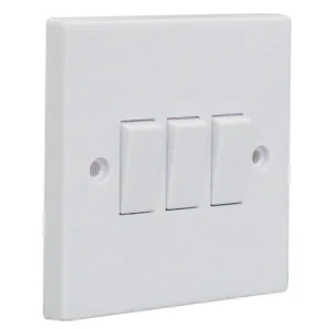 Essentials 11S532 Plate Switch 3 Gang 2 Way 10AX White