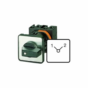 Changeover Switches, T0, 20 A, centre mounting, 1 contact unit(s), Contacts: 2, 90 °, maintained, Without 0 (Off) position, 1-2, Design number 8220