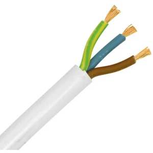 3093Y 3 Core 0.75mm ² Heat Resistant Flex Copper Wiring Cable 50m White