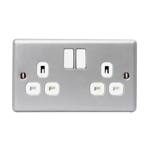 Socket Switched 2 Gang Double Pole 2 x 13A Metal Clad