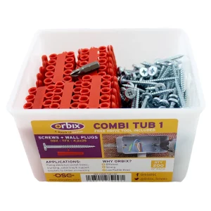 Trade Tub 4.2 x 35mm Wood Screw & Red Wallplugs Steel/Bright Zinc Plated