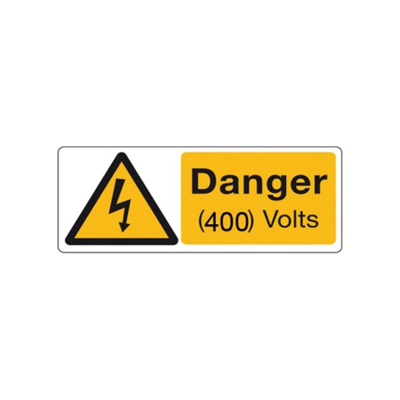 Danger 400 Volts Self-Adhesive Rigid PVC Warning Label 80 x 35mm Black/Yellow - Image 2