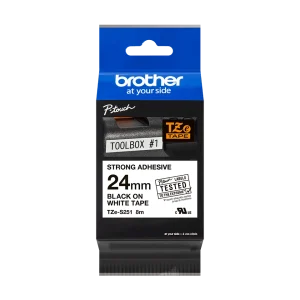 Brother TZE-S251 Black On White Labelling Tape 24mm Wide