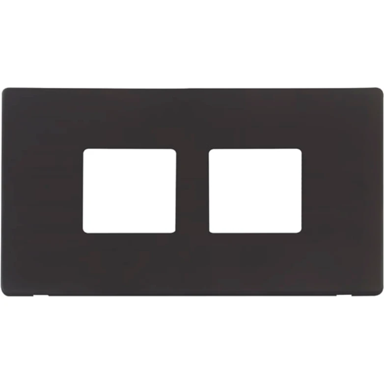 Matt Black 2 Gang MiniGrid 2 x 2 Apertures Cover Plate