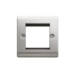 Designa 23FAC2MODB 1 Gang 2 Module Grid Plate Satin Steel Black Insert