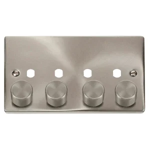 Click Deco Plate 4 Gang Double Dimmer c/w Knob Satin Chrome