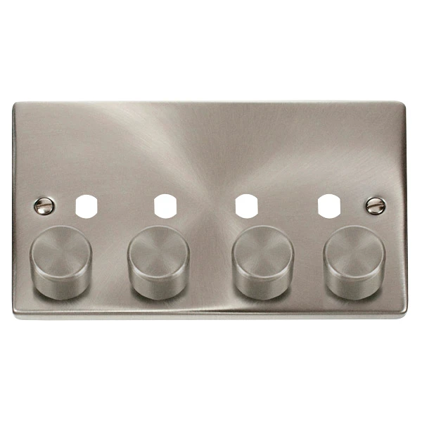 Click Deco Plate 4 Gang Double Dimmer c/w Knob Satin Chrome - Image 2