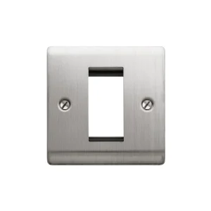 Designa 23FAC1MODB 1 Gang 1 Module Grid Plate Satin Steel Black Insert