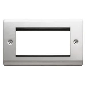 Designa 23FAC4MODB 2 Gang 4 Euro Module Grid Plate Satin Steel Black Insert