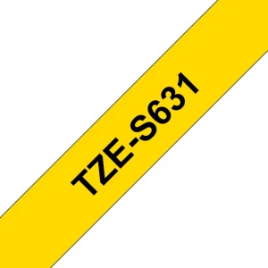 Brother Pro Tape TZE-S631 Strong Adhesive Tape Black On Yellow 12mm