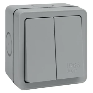 Weatherproof Switch 2 Gang 2 Way 10A IP66 Grey