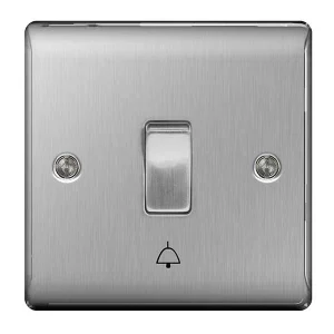 Nexus Metal Brushed Steel 10A 10AX Bell Push Plate Switch