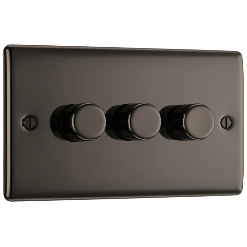 Nexus Metal Black Nickel Push Type 3 Gang 2 Way Push Type Trailing Edge 200W Dimmer Switch - Image 2
