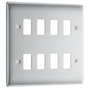 BG Nexus Metal Brushed Steel 8 Module Front Plate