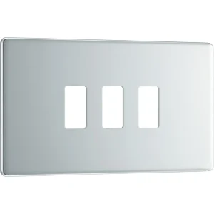 BG Nexus Grid Screwless Flatplate Chrome 3 Module Front Plate