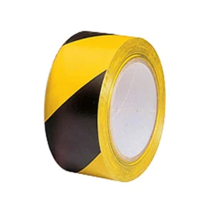 50mm Black & Yellow Hazard Stripe PVC Tape 33m