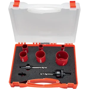 Bizline Set of 6 8% Cobalt Hole Saws, 2 Arbors and an Ejector Spring