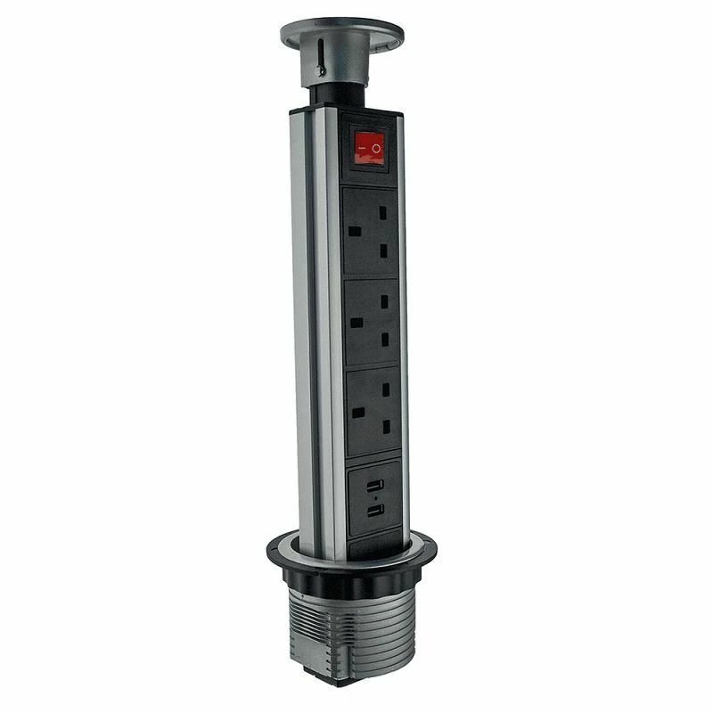 Hispec HSTS3/USB Voyager 3 x 13A Pop Up Tower Sockets with Twin USB Outlets