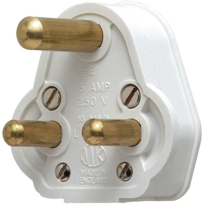 Plug Round Pin Resilient Cover 15A White - Image 2