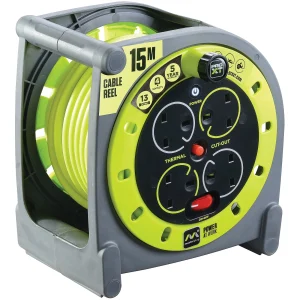 Cable Reel Case 4 Gang 13A 15m Green Plastic