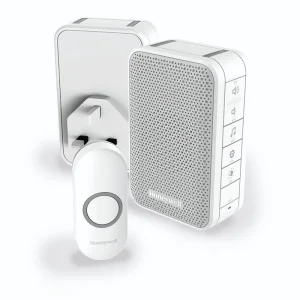 Door Chime Kit Wirefree Portable+Plugin 150m 84Db White 6 Tune