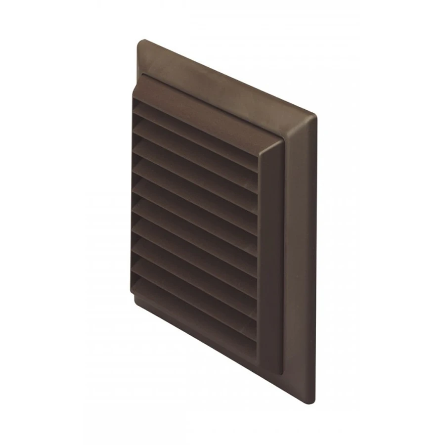 Grille Louvred Flyscreen-Round Spigot 100mm Brown