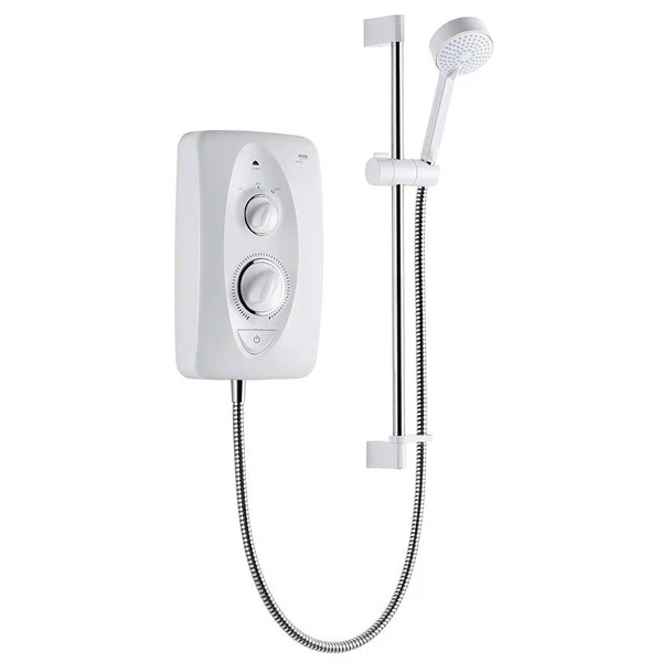 Mira Shower Jump Multi-Fit 7.5Kw White/Chrome Adjustable Slide Bar Ends