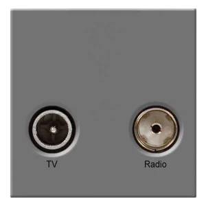 Euro Module TV Screened Socket Female 1 Gang Grey