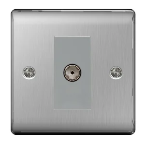 Nexus Metal Brushed Steel 1 Gang Isolated Co-Axial Socket